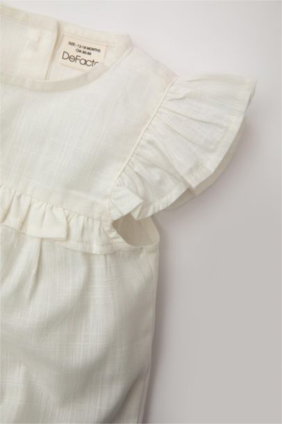 Baby Girl Flared Poplin Blouse Floral Shorts 2 Piece Set