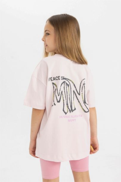Girl Oversize Fit Printed Short Sleeve T-Shirt