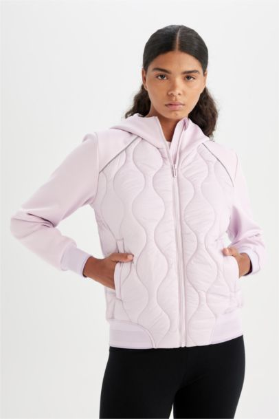 DeFactoFit Hooded Quilted Zippered Jacket