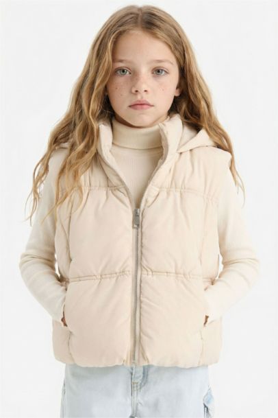 Girl Waterproof Hooded Puffer Vest