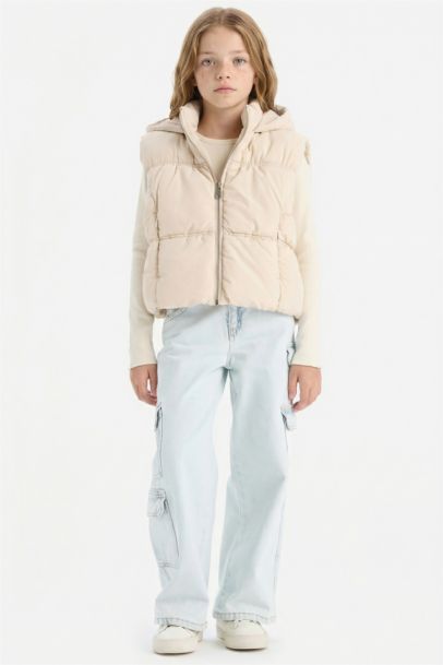 Girl Waterproof Hooded Puffer Vest