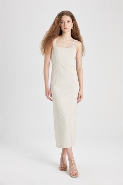 Bodycon Square Neck Strap Maxi Dress