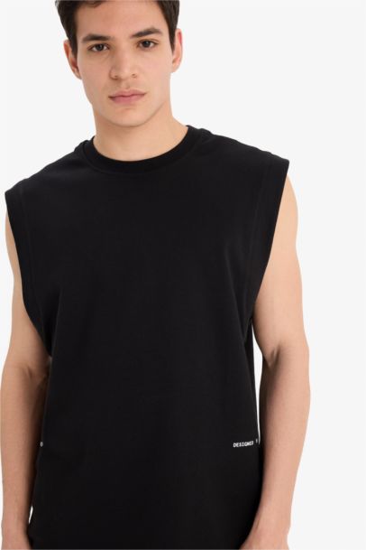 Cotton Boxy Fit Printed Crew Neck Tank Top