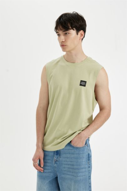 Regular Fit Printed Crew Neck Sleeveless T-Shirt