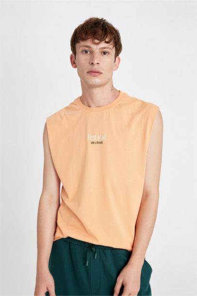 Boxy Fit Printed Crew Neck Tank Top