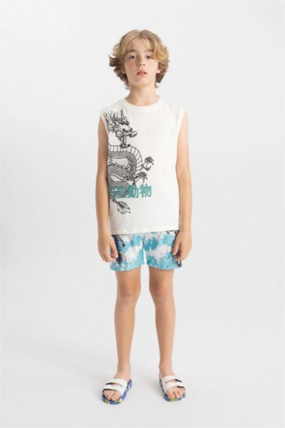 Boy Crew Neck Printed Sleeveless T-Shirt