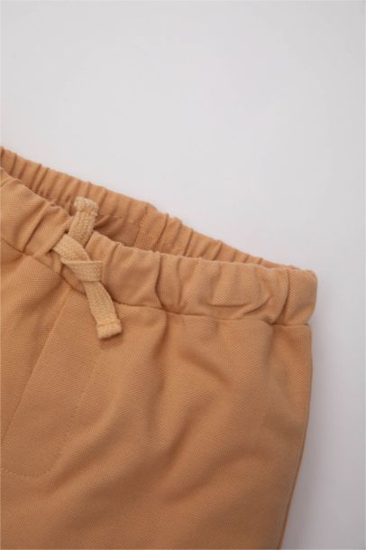 Baby Boy Regular Fit Label Printed Pique Shorts