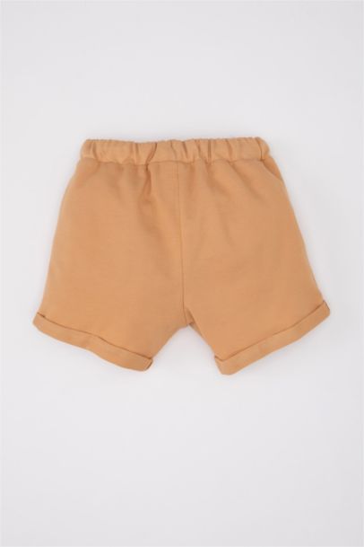 Baby Boy Regular Fit Label Printed Pique Shorts