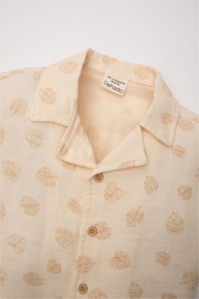 Baby Boy Muslin Patterned Shirt Shorts 2 Piece Set