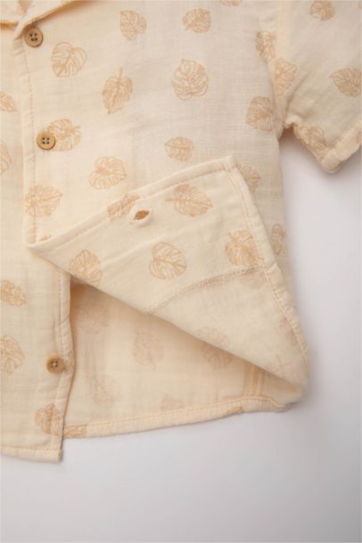 Baby Boy Muslin Patterned Shirt Shorts 2 Piece Set