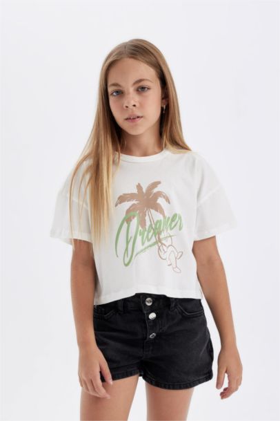 تي شيرت كروب بناتي مطبوع - قطعتين