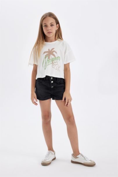 تي شيرت كروب بناتي مطبوع - قطعتين