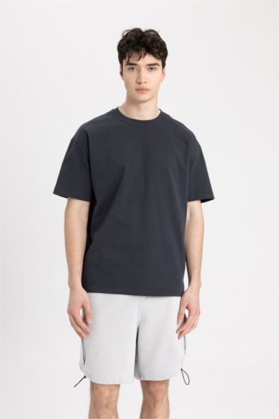 Boxy Fit Crew Neck Short Sleeve Basic T-Shirt