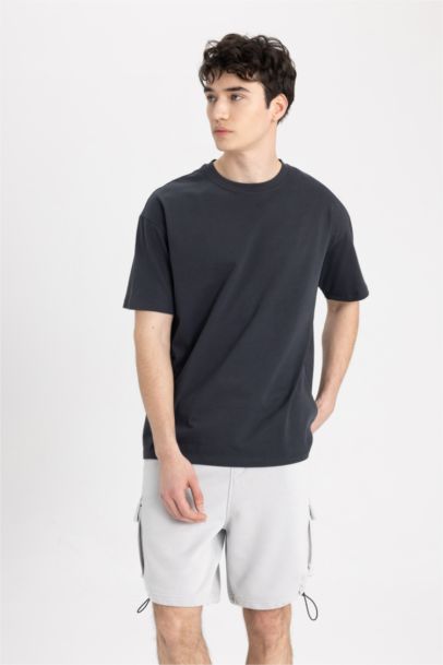 Boxy Fit Crew Neck Short Sleeve Basic T-Shirt