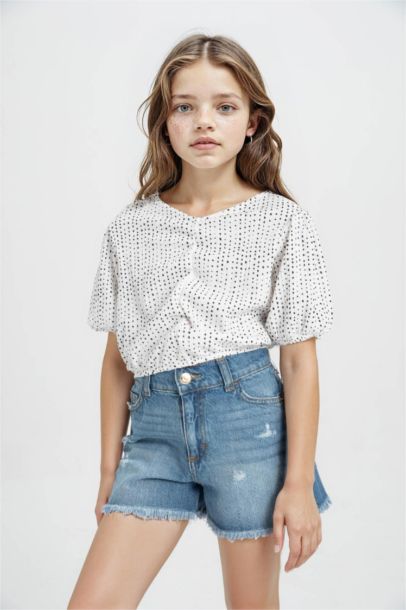 Girl Relax Fit Crinkle Fabric T-Shirt