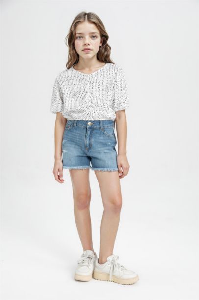 Girl Relax Fit Crinkle Fabric T-Shirt