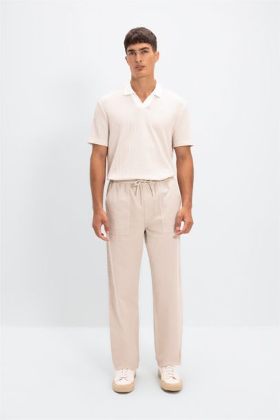 Straight Wide Gabardine Trousers