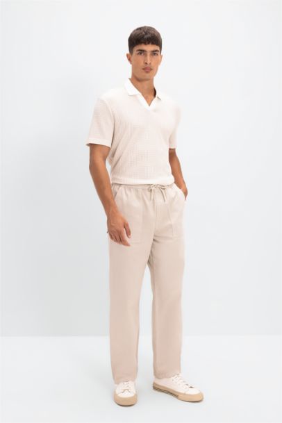 Straight Wide Gabardine Trousers