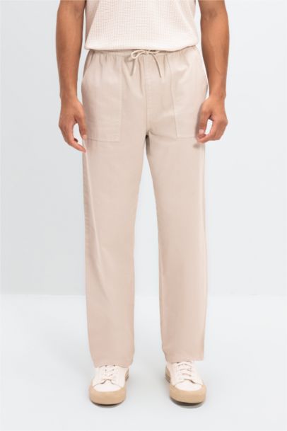 Straight Wide Gabardine Trousers