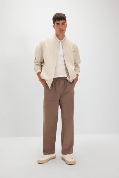 Pantalon droit large en Gabardine