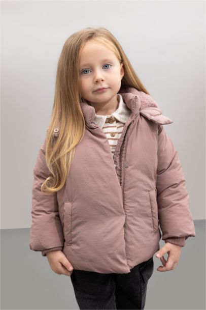 جاكيت بامب بيبي بناتي وردي بكابيشون وتر بروف وبطانة ناعمة