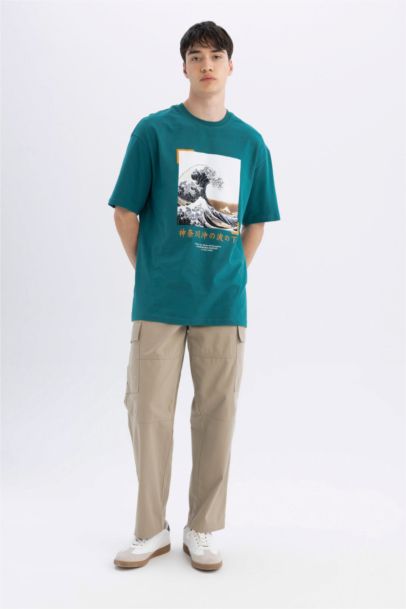 Pantalon Cargo large en gabardine Coupe droite