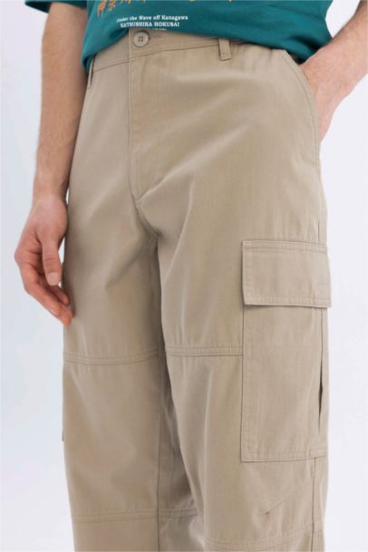 Pantalon Cargo large en gabardine Coupe droite