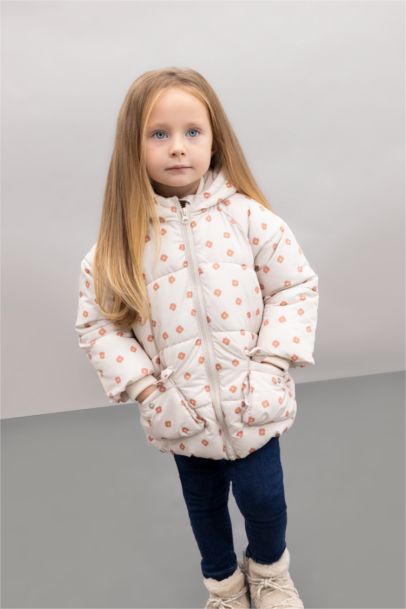 Girl Hooded Floral Puffer Jacket