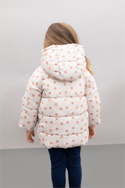 Girl Hooded Floral Puffer Jacket