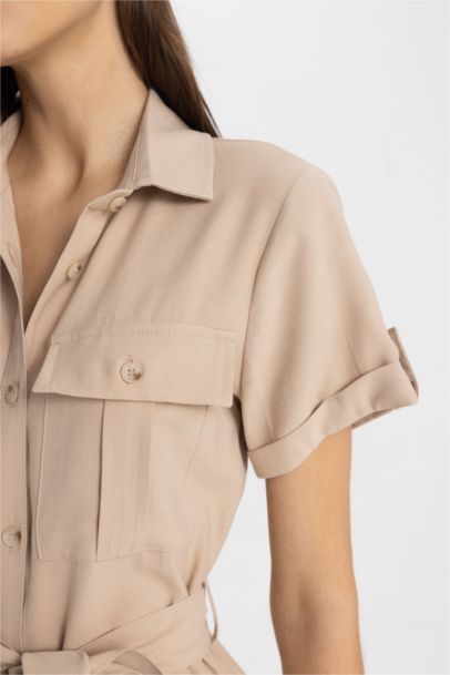 Shirt Collar Midi Dress