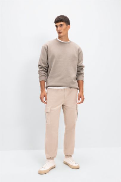 Regular Fit Cargo Pocket Gabardine Jogger Pants