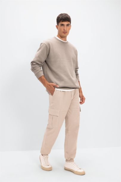 Regular Fit Cargo Pocket Gabardine Jogger Pants