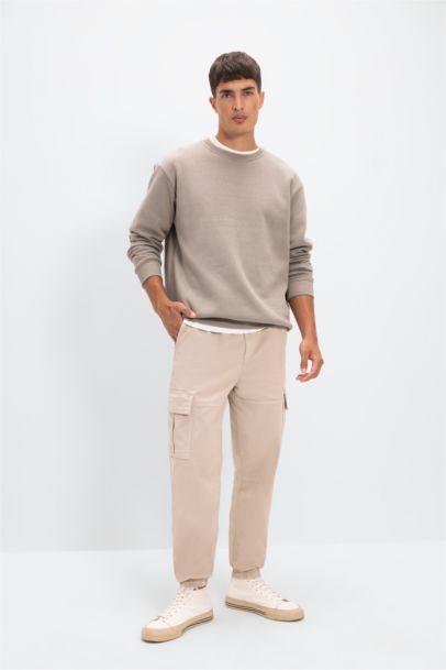 Regular Fit Cargo Pocket Gabardine Jogger Pants
