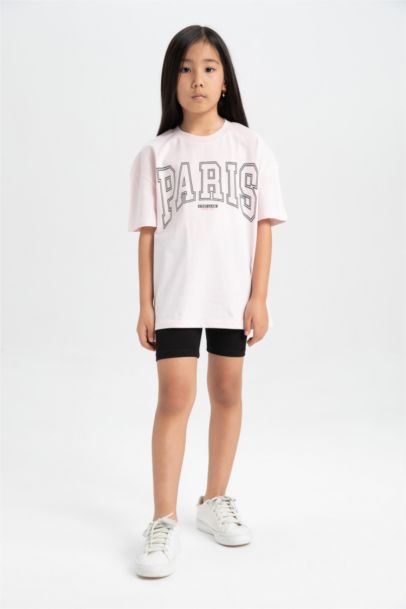 Girl Printed Short Sleeve T-Shirt Leggings 2 Piece