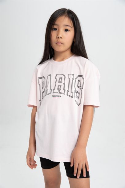 Girl Printed Short Sleeve T-Shirt Leggings 2 Piece