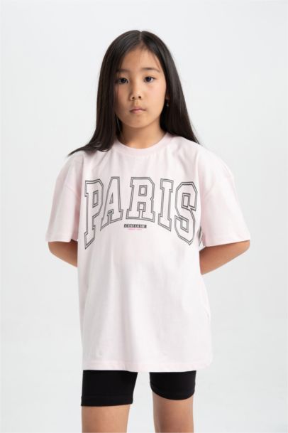 Girl Printed Short Sleeve T-Shirt Leggings 2 Piece