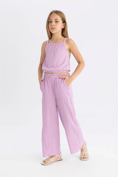 Girl Wide Leg Wrinkled Trousers
