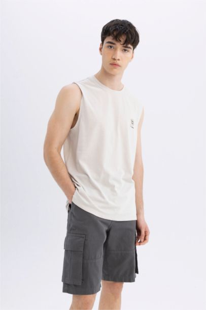Cargo Fit Gabardine Regular Hem Bermuda Shorts