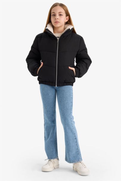 Girl Plush Lined Zippered Puffer Jacket