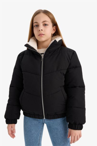 Girl Plush Lined Zippered Puffer Jacket