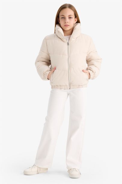 Girl Plush Lined Zippered Puffer Jacket
