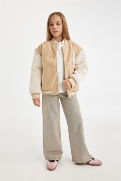 جاكيت بومبر بناتي بجيب وسوسته وياقة كوليج