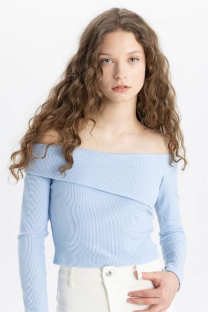 Slim Fit Off Shoulder Camisole Long Sleeve T-Shirt