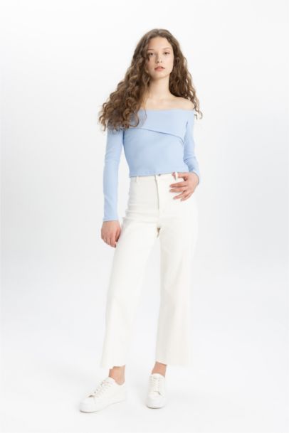 Slim Fit Off Shoulder Camisole Long Sleeve T-Shirt