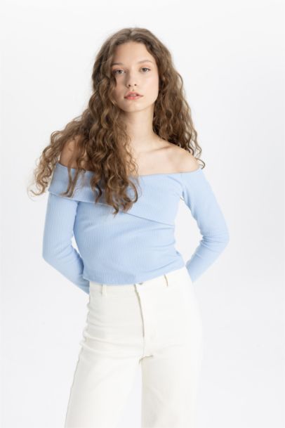 Slim Fit Off Shoulder Camisole Long Sleeve T-Shirt