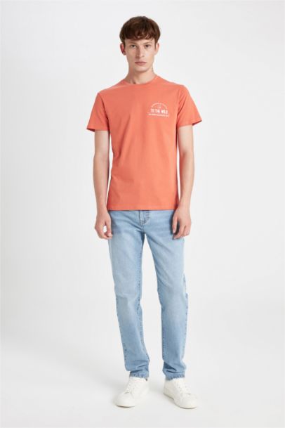 T-Shirt Slim imprimé à Manches Courtes Col Rond