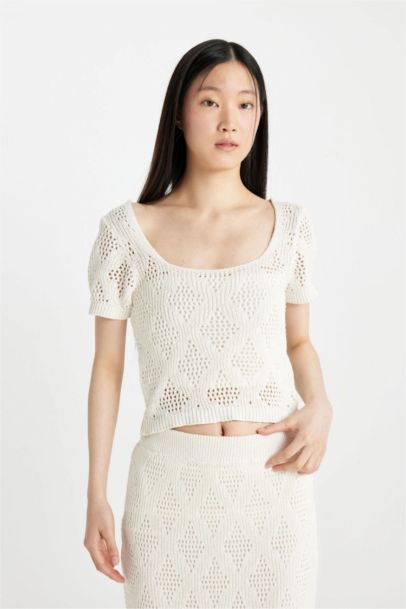 Square Neck Crop Top Pullover