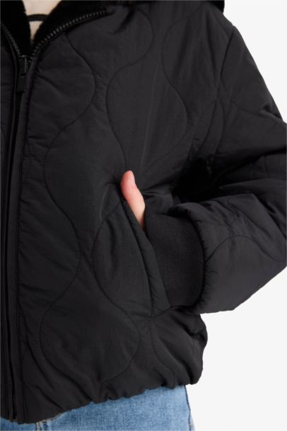 Çift Taraflı Kapüşonlu Mont Kız Çocuk