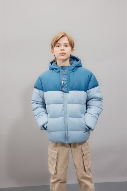Boy Hooded Water Repellent Fleece Lined Puffer Jacket