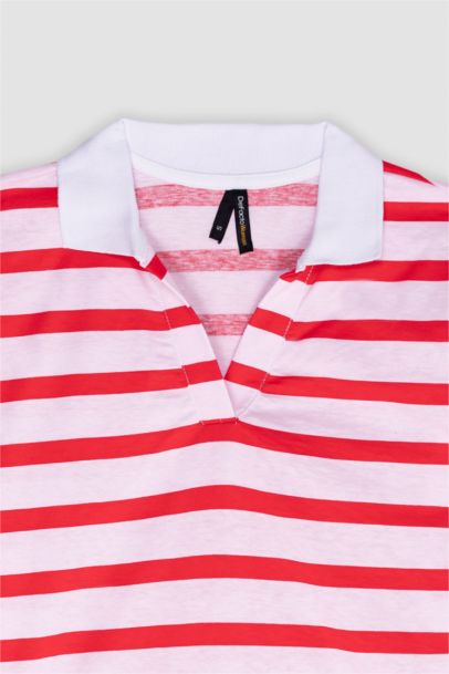 Relax Fit Cotton Striped Polo T-Shirt